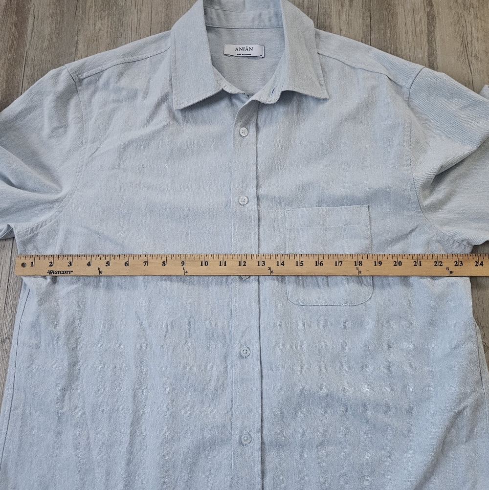 Anian Canada Men's Light Blue Cotton Linen Blend Casual Button-Up Shirt Xl - Picture 5 of 7